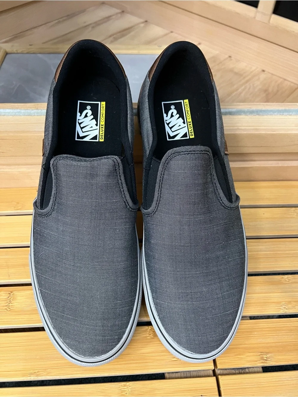 Vans Slip-On Men’s Canvas Loafers in Grey and Brown size 13